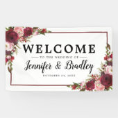 Rustic Blush Burgundy Flowers Wedding Spandoek (Horizontaal)