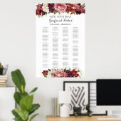 Rustic Blush Burgundy Mauve rozen peonies Seating Poster (Thuiskantoor)