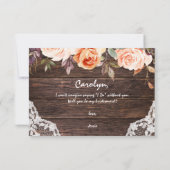 Rustic Blush Floral ben je mijn Bridesmaid? Kaart (Achterkant)