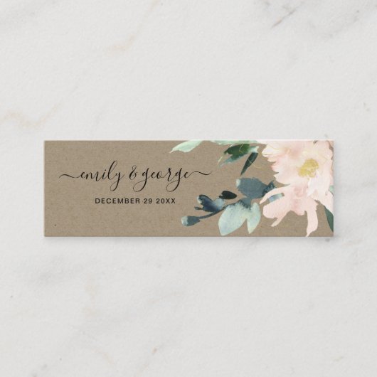 RUSTIC BLUSH FLORAL BUNCH WEDDING WEBSITE RSVP MINI VISITEKAARTJE (Voorkant)