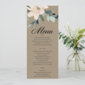 RUSTIC BLUSH FLORAL KRAFT BUNCH WATERVERF WEDING MENU (Staand voorkant)