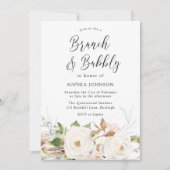 Rustic Blush Floral Vrijgezellenfeest Brunch & Bub Kaart (Voorkant)
