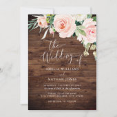 Rustic Blush Floral Wedding Kaart (Voorkant)