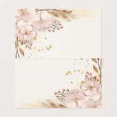 Rustic Blush & Gold Floral Boho Table Card  Kaart (Binnenkant ongevouwen)