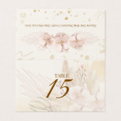 Rustic Blush & Gold Floral Boho Table Card  Kaart (Buitenkant ongevouwen)