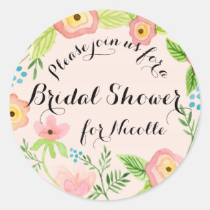 Rustic Blush Granny Chic Hipster Floral Bridal Ronde Sticker