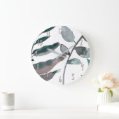 Rustic Blush Greenery Botanical Leaves Waterverf Grote Klok (Huis)