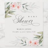 Rustic Blush Greenery Floral Bunch Baby shower Wijn Etiket (Enkel label)