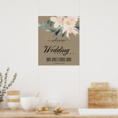 RUSTIC BLUSH KRAFT GOLD FLORAL WEDDING WELKOM POSTER (Keuken)