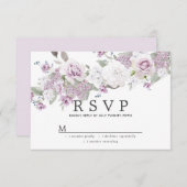 Rustic Blush Paarse White Floral Wedding RSVP Kaartje (Voorkant / Achterkant)