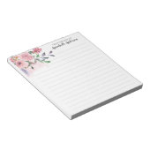 Rustic Blush Pastel Pink Floral Waterverf Script Notitieblok (Schuin)