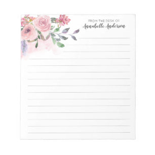 Rustic Blush Pastel Pink Floral Waterverf Script Notitieblok