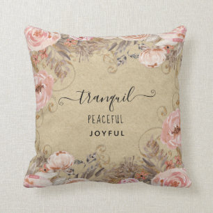 Rustic Blush Peach Floral Tranquil vreedzame vreug Kussen