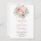 Rustic Blush Peony Gold Frame Wedding Invitation (Devant)