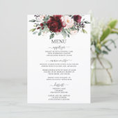 Rustic Blush Pink Burgundy Floral Wedding 5x7 Menu (Debout devant)