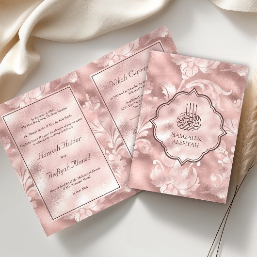 Rustic Blush Pink Filigree Floral Muslim Wedding