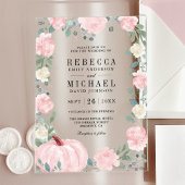 Rustic Blush Pink Floral Pumpkin Wedding Acryl Uitnodigingen