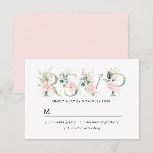 Rustic Blush Pink Floral Quinceanera RSVP-kaart RSVP Kaartje