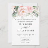 Rustic Blush Pink Floral Rozen Greenery Wedding Kaart (Voorkant)
