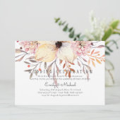 Rustic Blush Pink Floral Sage Budget Wedding Inv Kaart (Staand voorkant)