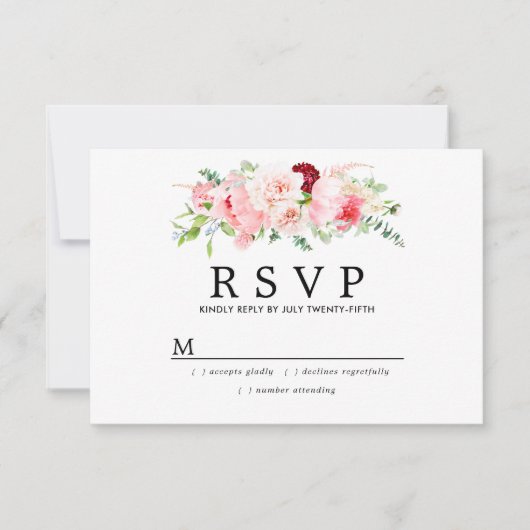 Rustic Blush Pink Floral Wedding RSVP (Voorkant)