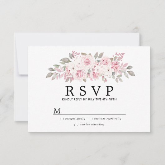 Rustic Blush Pink Floral Wedding RSVP (Voorkant)