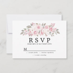 Rustic Blush Pink Floral Wedding RSVP Kaartje