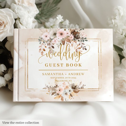 Rustic Blush Pink Gold Automne Mariage livre d'hôt