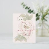 Rustic Blush Pink Peony Wedding Save the Date Aankondigingskaart (Staand voorkant)
