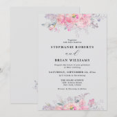 Rustic Blush Pink Waterverf Floral Wedding Kaart (Voorkant / Achterkant)