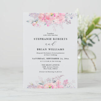Rustic Blush Pink Waterverf Floral Wedding Kaart