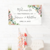 Rustic Blush Pink Waterverf Floral Wedding Party Spandoek (Insitu)