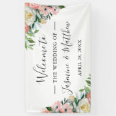 Rustic Blush Pink Waterverf Floral Wedding Party Spandoek (Verticaal)