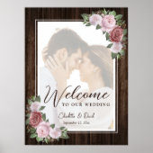 Rustic Blush Pink Weddenschap Welkomstteken Poster (Voorkant)
