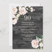 Rustic Blush Pink & White Floral 90th Birthday Kaart (Voorkant)