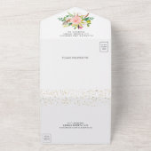 Rustic Blush Pink White Magnolia Floral Wedding All In One Uitnodiging (Buitenkant)