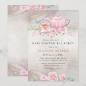 Rustic Blush Roos Gold Tea Party Baby shower Kaart (Voorkant / Achterkant)