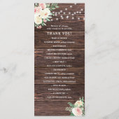 Rustic Blush rose Floral Lumières Programme de mar (Dos)