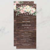 Rustic Blush rose Floral Lumières Programme de mar (Devant / Derrière)