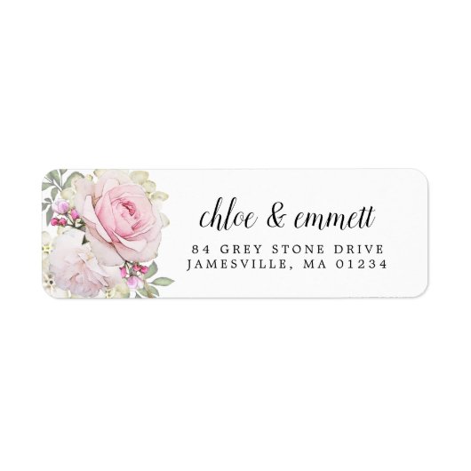 Rustic Blush Roze Rose Retouradres Label (Voorkant)
