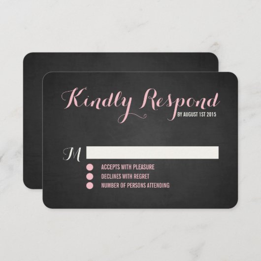 Rustic Blush Script Wedding RSVP Kaart (Voorkant / Achterkant)