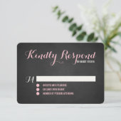 Rustic Blush Script Wedding RSVP Kaart (Staand voorkant)