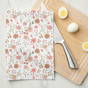 Rustic Blush & Terracotta Bloemmotief Boho Theedoek