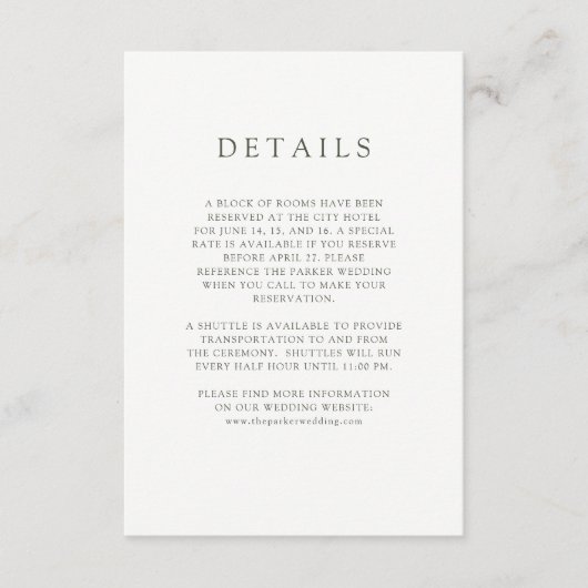Rustic Blush | Wedding Guest Details Informatiekaartje (Voorkant)