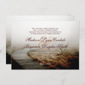 Rustic Boardwalk Fog Country Wedding Invitations Kaart (Voorkant / Achterkant)