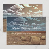 Rustic Boerderij Hay Field Wedding Invitations Kaart (Voorkant / Achterkant)