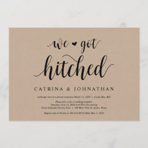 Rustic Boerderij Kraft, Black script, Wedding Elop Kaart