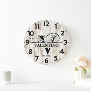 Rustic Boerderij Life Monogram Grote Klok