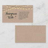 Rustic Boerderij String Lights, Kraft, Honeymoon W Informatiekaartje (Voorkant / Achterkant)