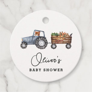 Rustic Boerderij Tractor Teddy Bear Baby shower Bedankjes Labels